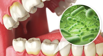 Model of mouth needing scaling and root planing