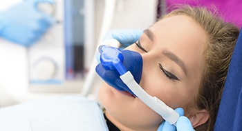 Patient with nitrous oxide nasal mask