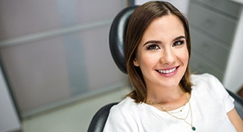 Closeup of woman with veneers in Daytona Beach smiling