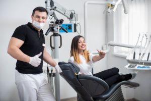 Woman at consultation with cosmetic dentist in Daytona Beach.