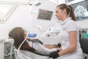 a patient receiving nitrous oxide sedation at the dentist
