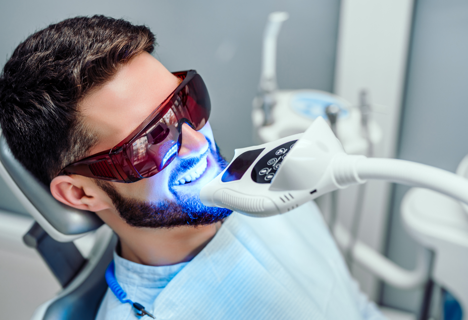 Man getting teeth whitened
