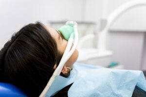 Patient being administered nitrous oxide. 